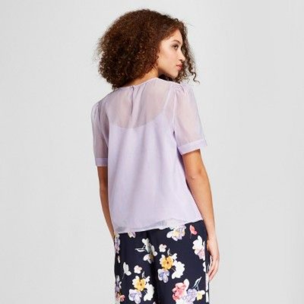 NEW  Lilac Organza Volume Sleeve Blouse Top [A6] - Picture 3 of 8